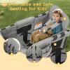 Stroller Wagon for 2 Kids, Baby Wagon Stroller for 2 Seaters, All-Terrain Kids Wagon with Canopy, Parent Organizer, Adjustable Handle & Pull Bar for Infants and Toddlers (Gray) view 3