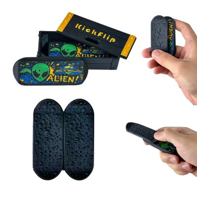 3D Printed KickFlips Magnetic Mini Fingerboard Infinity Slider Fidget Toy,Skateboard Fidgets with Storage Crate,Stress-Relieving and Portable Toy for Adults