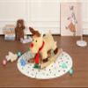Christmas Reindeer Rocking Horse, Kids Ride-On Plush Toy with Music, Safety Belt, Red Scarf, Wooden Base, 1-3 Years, Apricot (Apricot + Fabric + Cotton) view 3