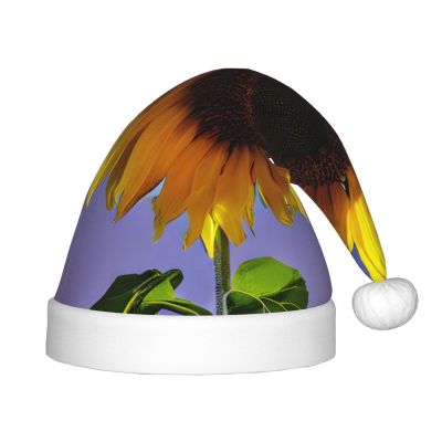 BaerK Bloom Sunflower Print Christmas Hat for Kids - Santa Hat, Unisex Warm Cap for Holiday Parties, Wear, and Everyday Use