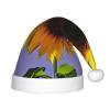 BaerK Bloom Sunflower Print Christmas Hat for Kids - Santa Hat, Unisex Warm Cap for Holiday Parties, Wear, and Everyday Use view 1