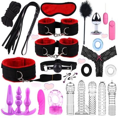 25 Fashionable Multifunctional Equipment Combination Couple Set, Bedroom Hand, Foot, Hip Fitness Fun Accessories, Holiday, Original Gift (Red)