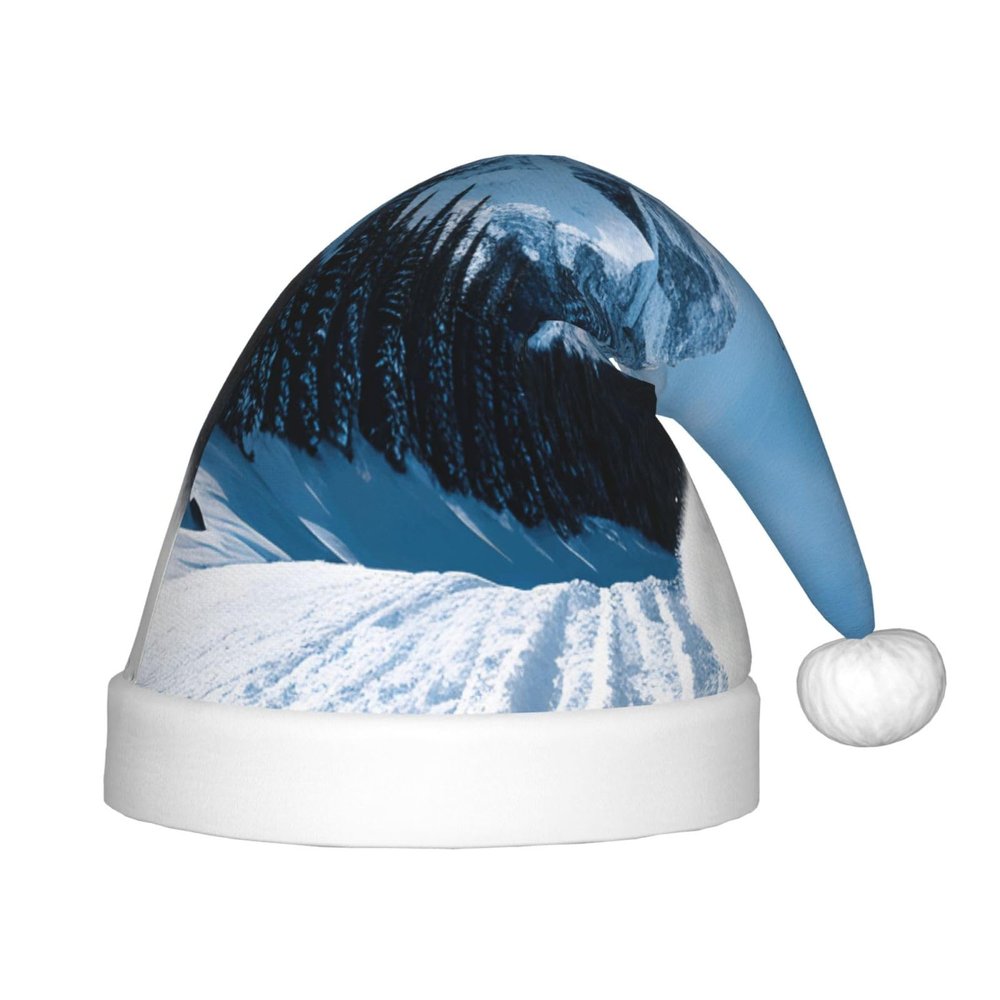 BaerK Snowboarding Print Christmas Hat for Kids - Santa Hat, Unisex Warm Cap for Holiday Parties, Wear, and Everyday Use