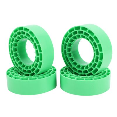 SUNGOOYUE Inserts for 1.55 Inch RC Cars Tire, 4pcs Water Proof Hollow Silicone Inner Fillers, Double Layer Shock Absorption for Off Road Rock Crawling All Terrain Vehicle (Green)