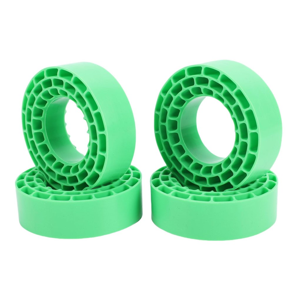 SUNGOOYUE Inserts for 1.55 Inch RC Cars Tire, 4pcs Water Proof Hollow Silicone Inner Fillers, Double Layer Shock Absorption for Off Road Rock Crawling All Terrain Vehicle (Green)
