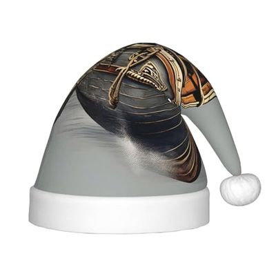 BaerK Old Viking Boats Print Christmas Hat for Kids - Santa Hat, Unisex Warm Cap for Holiday Parties, Wear, and Everyday Use