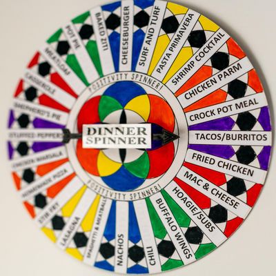 Dinner Spinner Decision Decider - Meal Maker Wheel - Recipe Wheel of Fortune - Family & Couples Dinner Adventure Game - Ready to use  Arrives fully assembled, colored, printed and ready to spin!