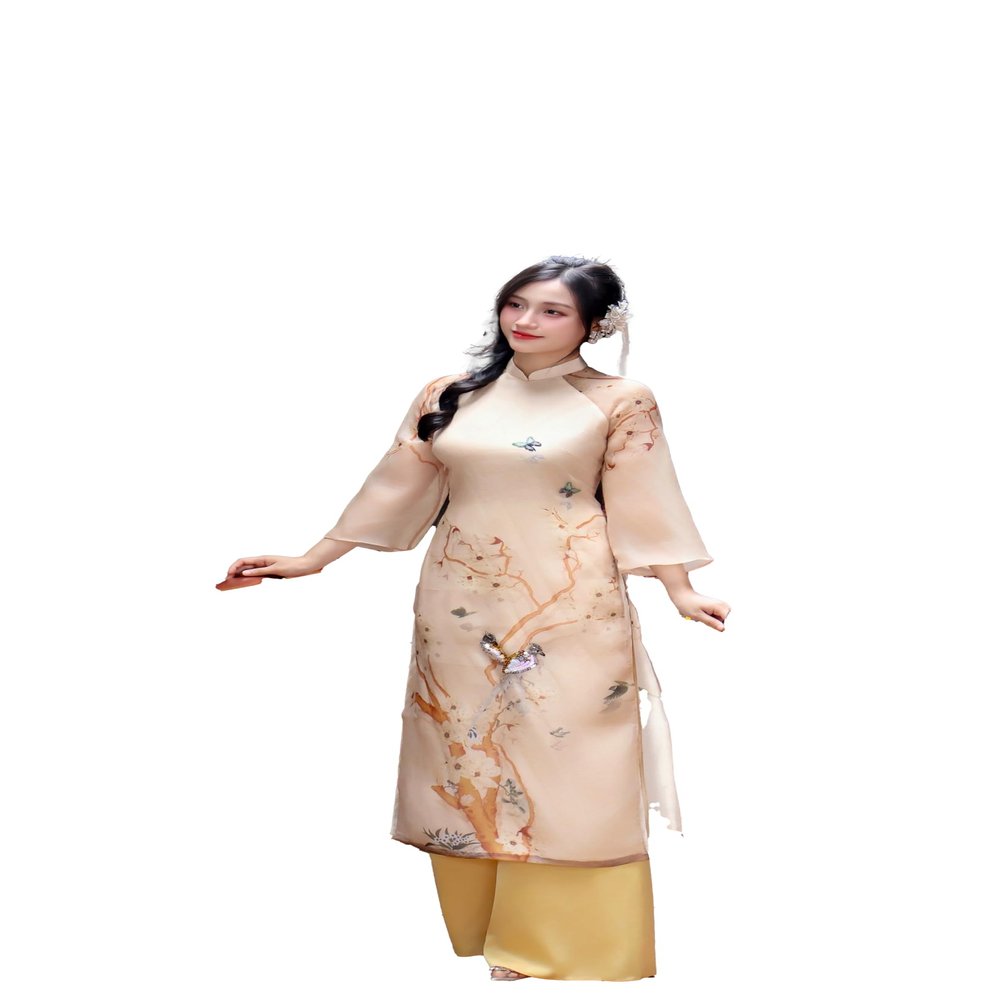 Floral Blossom Modern Vietnamese Ao Dai | o Di Cch Tn M7 (2XL)