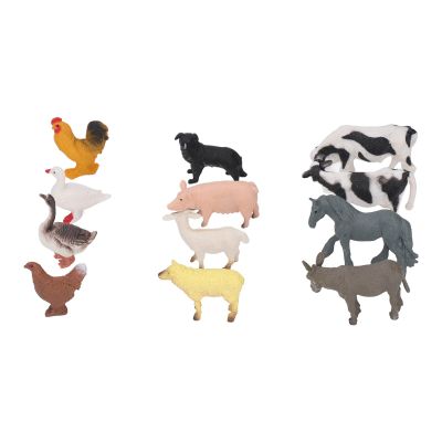 Aqur2020 Mini Farm Animal Figures, 12 Pieces, Hand-Painted PVC Models, Educational Learning Tool, Cake Decoration, Ages 3+