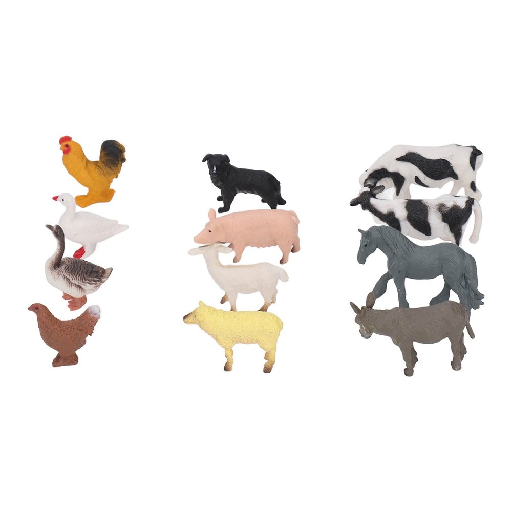 Aqur2020 Mini Farm Animal Figures, 12 Pieces, Hand-Painted PVC Models, Educational Learning Tool, Cake Decoration, Ages 3+