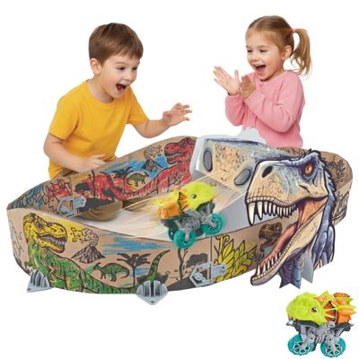 Dinosaur Track Set, Dinosaur Toys, Cardboard Track Set with Clip-on Car, Electric Dino Car, Flexible Race Track, STEM Toys for 3+ Year Old, Christmas Birthday Gifts for Boys and Girls 3 4 5 6 7 8