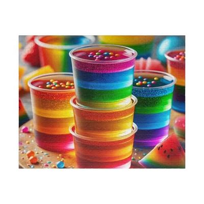 1000 Piece Jigsaw Puzzle for Adults Teens - Rainbow Jello Shots Stacked in Clear Cup Design, Fun Challenging Toy, Christmas Home Decor & Creative Gift
