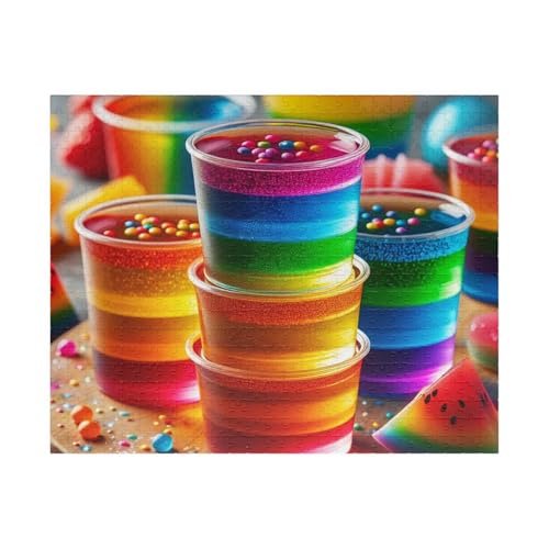 1000 Piece Jigsaw Puzzle for Adults Teens - Rainbow Jello Shots Stacked in Clear Cup Design, Fun Challenging Toy, Christmas Home Decor & Creative Gift