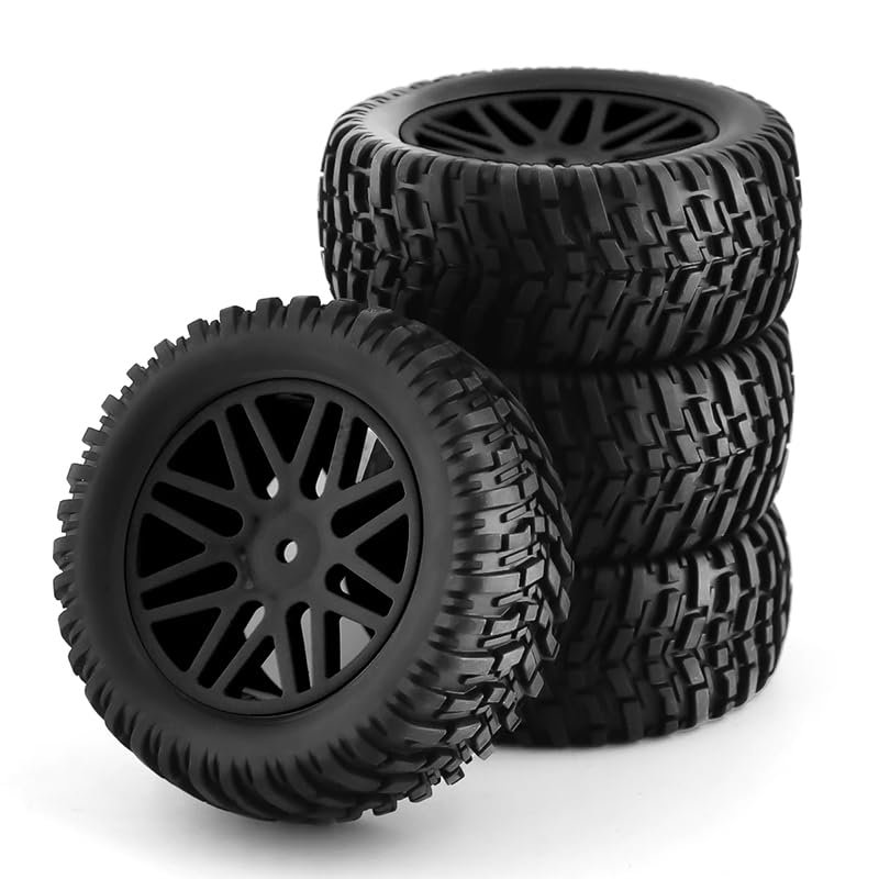 4Pcs 1/10 RC Car Truck Tires Tyre Wheel 12mm Hex 96mm*40mm Parts for H-SP 15502 94107 94170 94155 94177 H-PI Tools Accessories(Black)