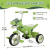 Dinosaur Kids Tricycle for Rider, Toddler Kid Trike Bike with Music, Light for 2-7 Years Old Boys Girls, Preschool Daycare Kids Bike Toy with Big Wheel, Storage Basket Green view 2