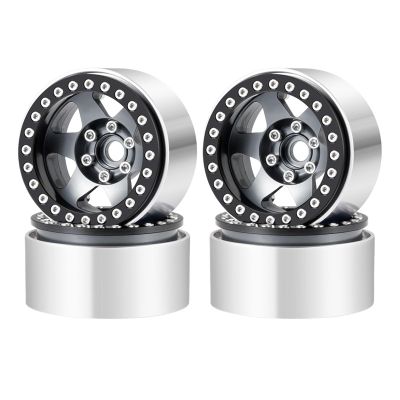 4Pcs Metal Alloy 1.9 Inch 30mm Width Beadlock Wheel Rims Hubs for Axial SCX10 D90 1/10 RC Crawler Car Truck Parts(Titanium 4Pcs)