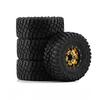 4pcs 1.0 inch Climbing Car Aluminum Alloy Hub Wasteland Wheel Tires for 1/18 TRX4M SCX24 F-MS FCX18 FCX24 Fu-ritek FX118 RC Car(Black Gold) view 2