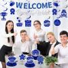 12pcs Welcome Back to Work Decorations Office Blue Silver So Glad You're Back To Work Banner and Hanging Swirls Table Centerpieces Office Party Supplies for Indoors Outdoors view 2