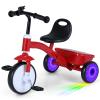 BABY JOY Toddler Tricycle, Kids Trike with Glowing Rear Wheels, Adjustable Seat, Detachable Pedals & Storage Box for Boys and Girls Indoor Outdoor Riding, Baby Balance Bike for 3-5 Years Old (Red) view 1