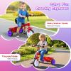 BABY JOY Toddler Tricycle, Kids Trike with Glowing Rear Wheels, Adjustable Seat, Detachable Pedals & Storage Box for Boys and Girls Indoor Outdoor Riding, Baby Balance Bike for 3-5 Years Old (Red) view 2
