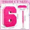 16 Inch Pink Number 6 Pinata for 6th Birthday Party Decorations, Perfect for 6th Birthday Party Supplies Fiesta Anniversary Celebration Birthday Pinata with Stick Blindfold Confetti 16 x 11.8 x 3.2 In view 2