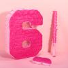 16 Inch Pink Number 6 Pinata for 6th Birthday Party Decorations, Perfect for 6th Birthday Party Supplies Fiesta Anniversary Celebration Birthday Pinata with Stick Blindfold Confetti 16 x 11.8 x 3.2 In view 3