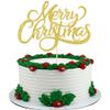 Rsstarxi 1 Pack Gold Christmas Cake Decoration Merry Christmas Cake Topper Glitter Eve Xms Theme Cake Pick Decoration for Birthday New Years Eve Party Decorations Supplies view 1