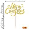 Rsstarxi 1 Pack Gold Christmas Cake Decoration Merry Christmas Cake Topper Glitter Eve Xms Theme Cake Pick Decoration for Birthday New Years Eve Party Decorations Supplies view 2