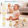 Montessori Wooden Baby Toys 7-in-1 Sensory Set for Babies 012 Months, Rain Sound Tube & Rattle Roller, Sensory Musical Gift for Baby Boys and Girls with Storage Bag view 2