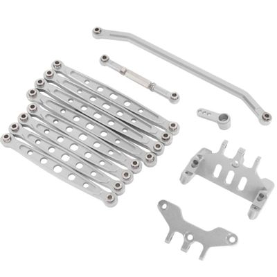 Aluminum Chassis Rod Fixed Seat Steering Rod Servo Arm Set Compatible with MN128 86 G500 Universal Fit for RC Car Models Aftermarket Replacement(Light Grey)