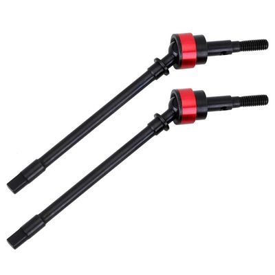 2PCS Hard Steel Front Rear Axle Drive Shaft Dogbone for 1/10 RC Crawler Compatible with Universal Fit Upgrade Option Parts(red Front)