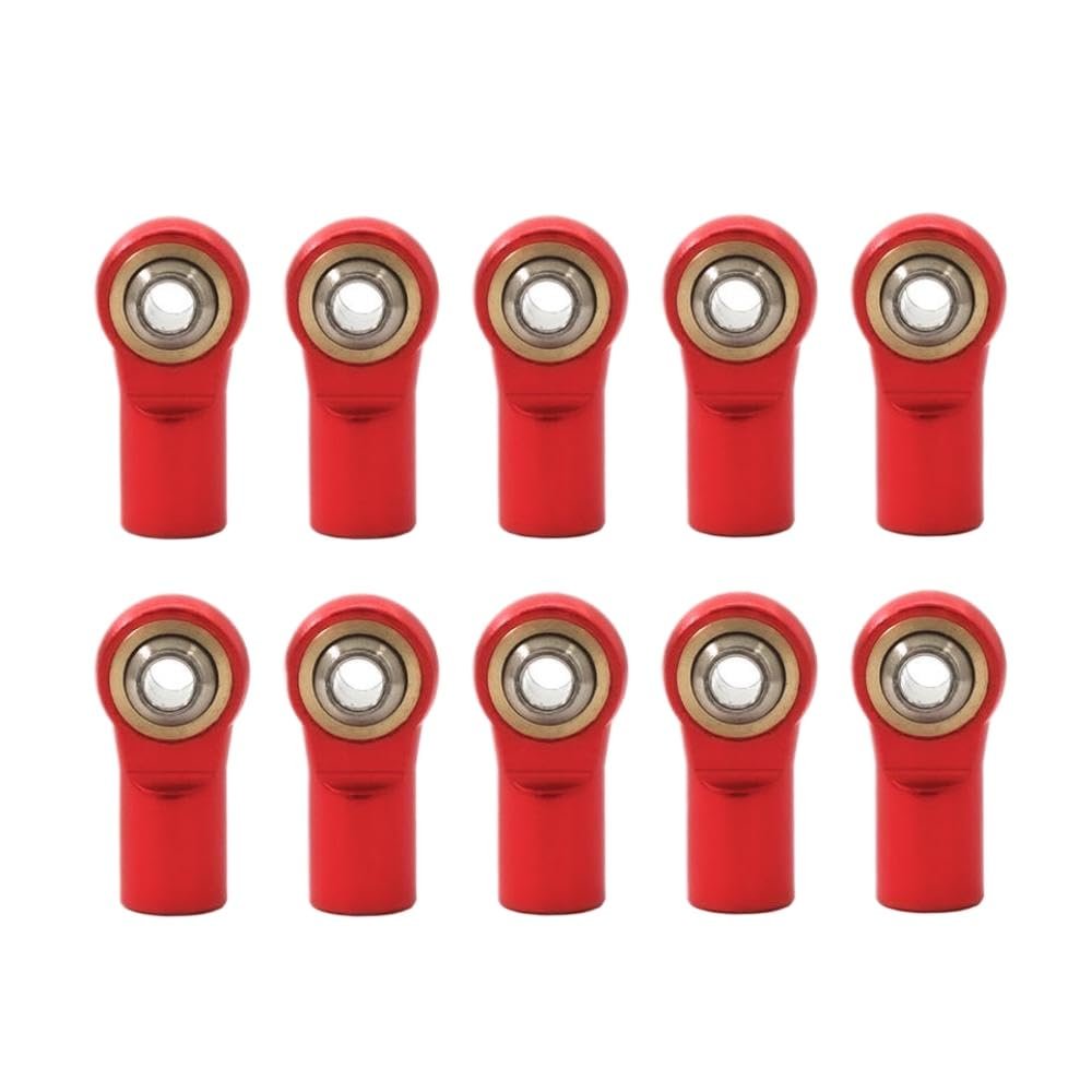 10Pcs Metal M4 20MM Aluminum Link Tie Rod End Ball Joint Compatible with 1/10 RC Car Crawler D110 CC01 Racing Universal Fit Aftermarket Replacement(10pcs red)