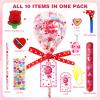 24 Pack Valentines Day Gifts for Kids School Classroom, Giant Lollipop Stationery Set with Cards for Party Favors Class Exchange Gift Prizes, Valentines Goodie Bags Stuffers Kits for Boys Girls view 2
