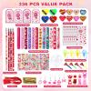 24 Pack Valentines Day Gifts for Kids School Classroom, Giant Lollipop Stationery Set with Cards for Party Favors Class Exchange Gift Prizes, Valentines Goodie Bags Stuffers Kits for Boys Girls view 3