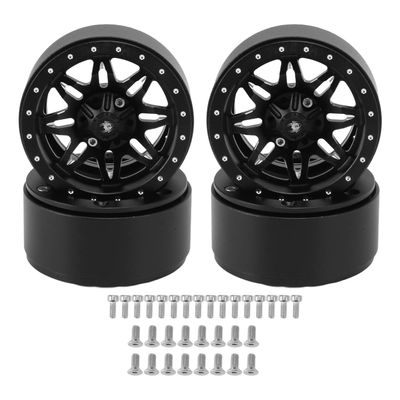 4Pcs for SCX10 Wheel Hubs, RC Wheel Hubs Silver Black, Aluminium Alloy Stable Easy to Install, Replacement Wheel Hubs for, HSP, Redcat, Tamiya, HPI, Compatible with 1.9in T