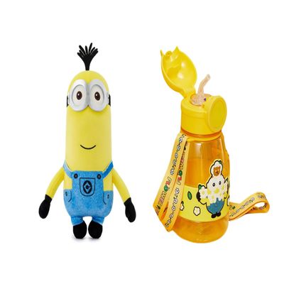 (2 Pack) 10" Minions Stuffed Animals Plush Toys (Kevin) + Minions Insulated Water Bottle with Straw 27 oz Travel Tumbler with Lid