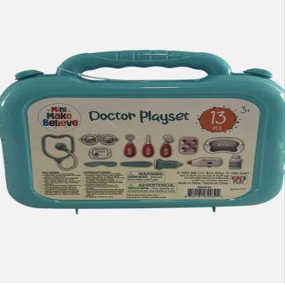 Mini Make Believe Doctor Playset, Teal Medical Kit with 13 Pieces, Educational Pretend Play Toy for Kids Ages 3+, Portable Carrying Case