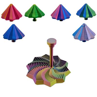 3D Printed Fidget Star Toy, Transformable Stress Relief Finger Toy with Knob Handle for Adults & Kids, 10.6cm Anti-Anxiety Sensory Play Middle Finger Handle (Colorful b, 4.3in)