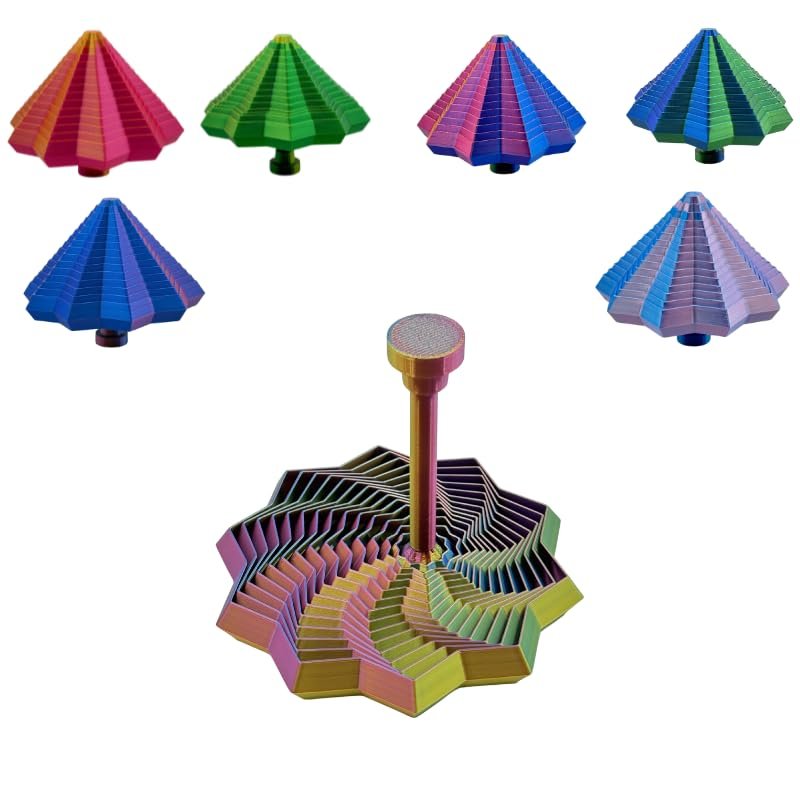 3D Printed Fidget Star Toy, Transformable Stress Relief Finger Toy with Knob Handle for Adults & Kids, 10.6cm Anti-Anxiety Sensory Play Middle Finger Handle (Colorful b, 4.3in)
