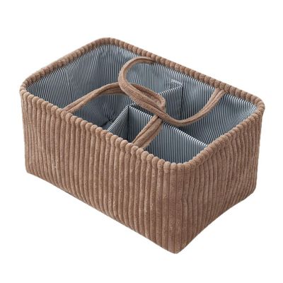 Luyismer Fabric Storage Basket With Handle Multi-Compartment Organiser For Baby Clothes Toy Space Management Tool Stylish Home Organization Basket
