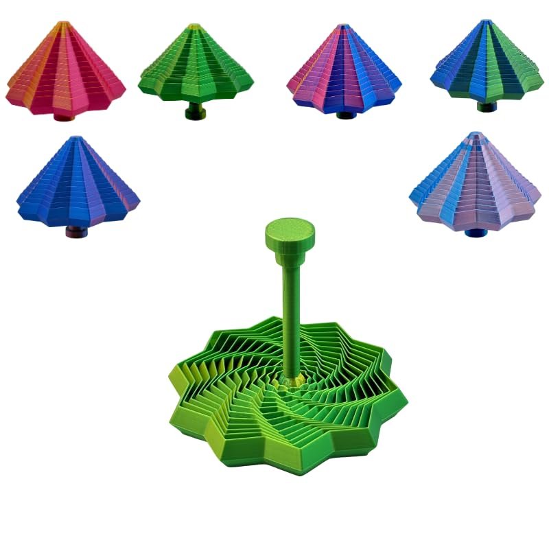 3D Printed Fidget Star Toy, Transformable Stress Relief Finger Toy with Knob Handle for Adults & Kids, 10.6cm Anti-Anxiety Sensory Play Middle Finger Handle (Yellow-Green b, 4.3in)