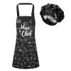 XLSXEXCL Kids Apron and Chef Hat Set, Mini Chef Apron Adjustable Child Aprons Chef in Training Funny Aprons with 2 Pockets for Boys and Girls (Black) view 1