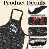 XLSXEXCL Kids Apron and Chef Hat Set, Mini Chef Apron Adjustable Child Aprons Chef in Training Funny Aprons with 2 Pockets for Boys and Girls (Black) view 3