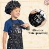 XLSXEXCL Kids Apron and Chef Hat Set, Mini Chef Apron Adjustable Child Aprons Chef in Training Funny Aprons with 2 Pockets for Boys and Girls (Black) view 4