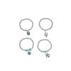 4pcs Ethnic Stacked Bead Retro Turquoise Round Bead Elastic Bracelet For Women,silvery,18cm view 1