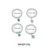 4pcs Ethnic Stacked Bead Retro Turquoise Round Bead Elastic Bracelet For Women,silvery,18cm view 4