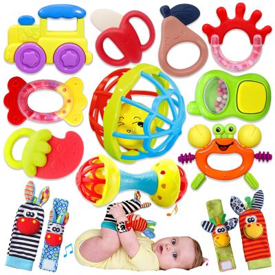 Baby Toys 0-6 Months - Baby Rattles Teething Toys 3-6 Month Infant Toys 6-12 Months Teether Toy 3 4 5 6 Month Old Newborn Essentials Must Haves Wrist Socks Christmas Gifts Valentines Gifts for Kids