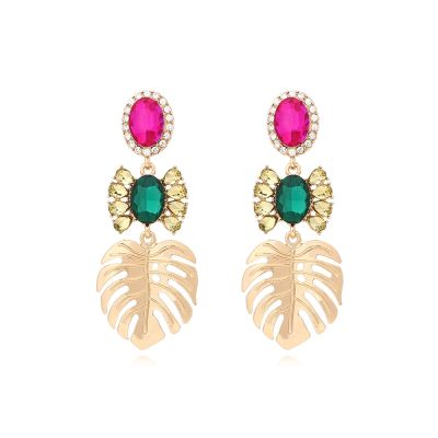 7.3 * 2.9cm Vintage Long Leaf Alloy Earrings For Women,multicolored,7.3 * 2.9cm