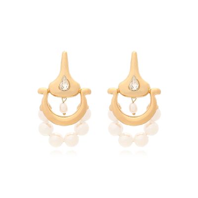 6.2 * 3.5cm Retro Imitation Pearl Alloy Bohemian Earrings For Women,golden,6.2 * 3.5cm