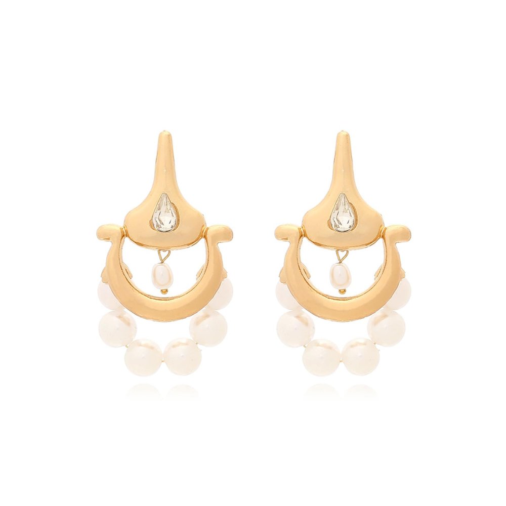 6.2 * 3.5cm Retro Imitation Pearl Alloy Bohemian Earrings For Women,golden,6.2 * 3.5cm